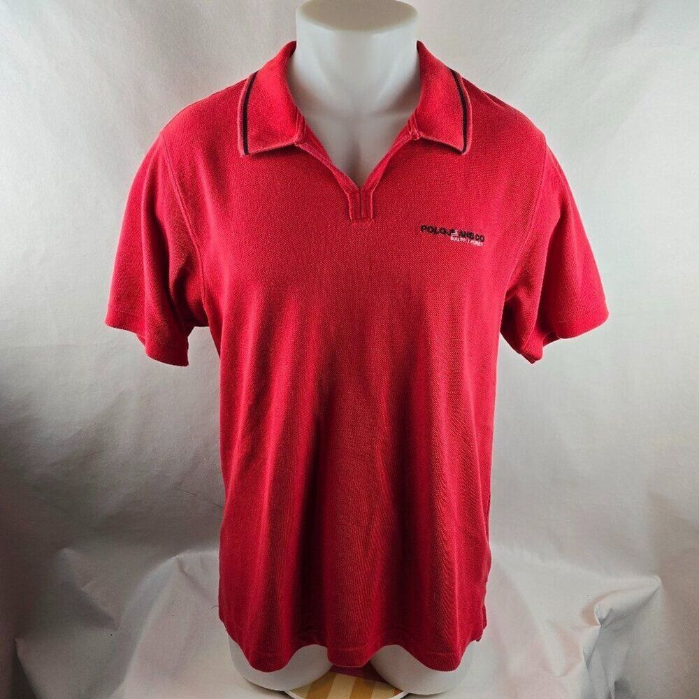 Polo Jeans Co Ralph Lauren Shirt Mens Large Red Polo No Buttons Vintage Logo